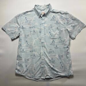 HUK Fishing Men's Short Sleeve Skeleton Fishing Button Up Shirt - Size L